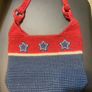 Red white and blue purse